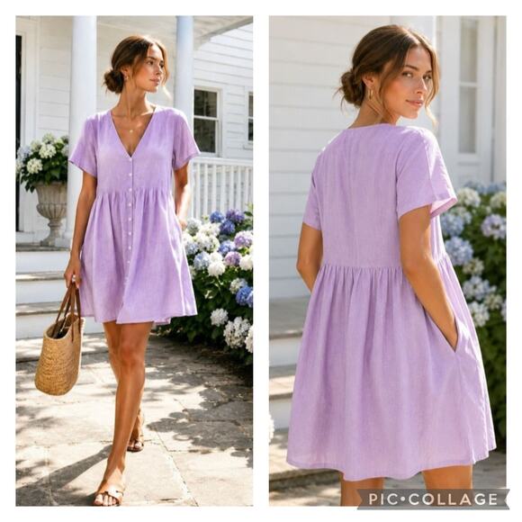 Madewell Dresses & Skirts - Madewell Linen Blend Alexandra Dress Lilac Purple Size Medium